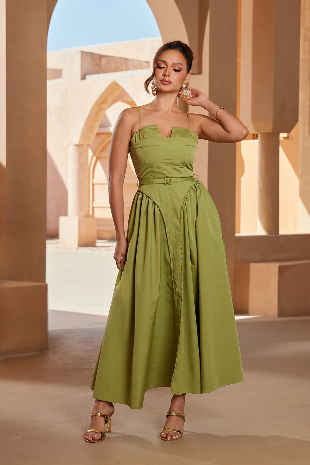 Midday Muse Corset Waist Midi Dress – Global Chicc